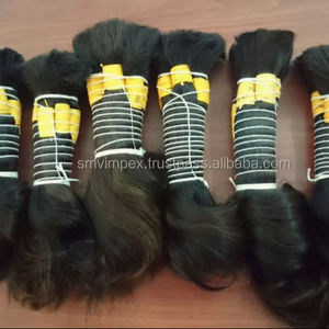 Cheveux bruts humains indiens en vrac, texture naturelle 8 "jusqu'à 40", cheveux humains en vrac à texture bouclée et droite d'Inde. Bonne force - Product Image 6