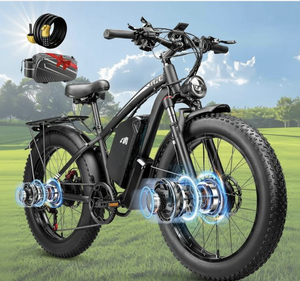 Bicicleta Eléctrica de Aluminio con Motor Dual de 9000W para Adultos, Hombres, 45MPH, con Batería de 12V 70Ah, hasta 100 Millas de Autonomía, Suspensión Bloqueable - Product Image 1