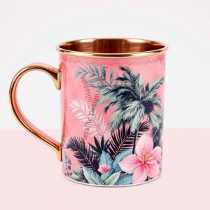 Tasse droite élégante en cuivre en métal écologique de qualité supérieure fabriquée à la main avec un autocollant vibrant pour la maison et le bureau Article cadeau - Product Image 5