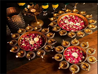 Ensemble de 3 Urli Diya décoratifs traditionnels en métal pour Diwali, fleurs flottantes, en fer, cadeaux, décoration de la maison