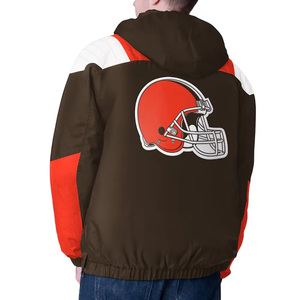 Pull-over à demi-glissière de style vintage pour hommes, veste coupe-vent de football à capuche, col long, teint uni pour les jours de pluie d'hiver - Product Image 6