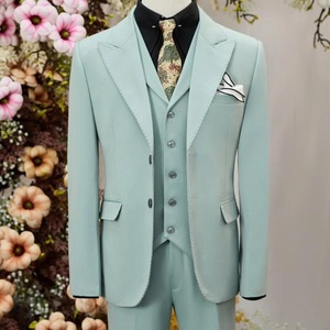 Costume homme 3 pièces coupe slim pastel Vietnam, blazer et pantalon pour mariage - Product Image 3