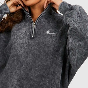 Nueva sudadera con cremallera de ácido personalizada de Invierno para mujer, aspecto Vintage sólido, algodón de poliéster de gran tamaño, informal, respetuosa con el medio ambiente para invierno - Product Image 4