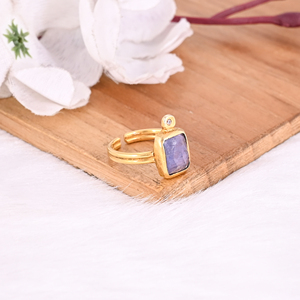 925อัญมณีแทนซาไนต์สีเงินแท้สีเหลืองชุบทองปรับได้เครื่องประดับแหวนของขวัญสำหรับเพื่อนเจ้าสาว - Product Image 5