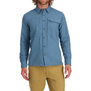 Chemises de pêche personnalisées protégées contre les UV chemises de chasse chemises décontractées hommes tissu en poly coton à motif solide pour l'été - Product Image 4