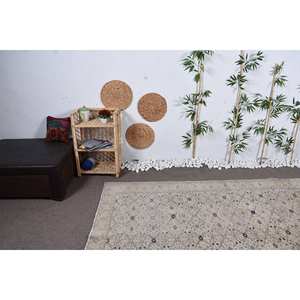 Alfombra turca Vintage clásica Beige 6,4 'X 9,2' Patchwork diseño lana viscosa Material látex respaldo para sala de estar dormitorio - Product Image 5