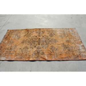 พรมตุรกี ขนาด 3.4x6.8 ฟุต พรมวินเทจลายดอกไม้สีน้ำตาลส้ม - Product Image 2