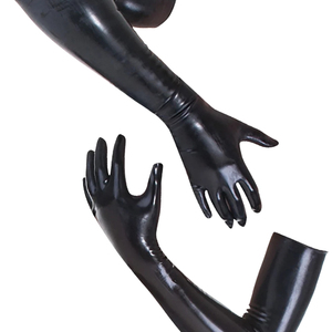 ถุงมือยาวโอเปร่าสีดำ PU แบบเรียบ ไม่บุซับใน สำหรับใส่ลำลองในฤดูหนาว - Product Image 2