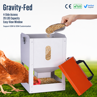 Distributeur de nourriture JH-Mech pour l'extérieur avec fenêtre de visualisation et couvercle résistant aux intempéries, 20 lb, grand distributeur automatique en métal pour poulets