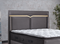 Lit capitonné moderne de designer turc, cadre en bois de rose, velours bleu-gris, taille personnalisable, lit avec rangement