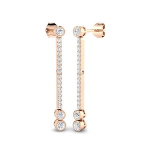 Boucles d'oreilles pendantes rondes de 0,75 ct en platine, cultivées en laboratoire, pour fiançailles, fête ou mariage - Product Image 1