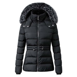 Nouvelles vestes matelassées en tricot à capuche respirantes à fermeture éclair pour femmes en hiver, service OEM, coupe-vent, écologiques - Product Image 5