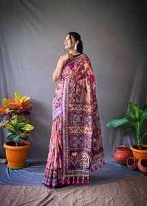 Saree unique en coton 100% imprimé numériquement avec chemisier pour mariage et occasion festive de fournisseur indien - Product Image 5