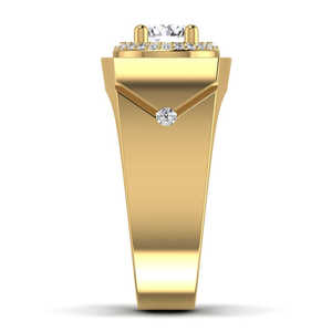 1.30Ct VVS Moissanite <b>Iced</b> Out Yellow Gold Hip Hop Round Cut Diamond Anniversary <b>Ring</b> for Men's 925 Sterling Silver - Product Image 4