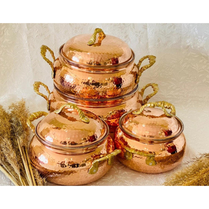 Casseroles en cuivre au design fait à la main avec couvercle parfaites pour le réchauffement et le stockage des aliments dans les restaurants Hotelware - Product Image 6