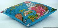 Housse de coussin bohème Kantha florale vintage écologique tissée 100 % coton, taie d'oreiller décorative en tissu pour canapé et jeté de canapé