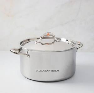 Argent Brillant Poli Première Qualité En Acier Inoxydable Fait À La Main Classique Look Ruffoni Ustensiles De Cuisine Casserole Pot De L'Inde - Product Image 2