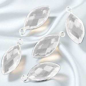 Fait à la main en gros Marquise 8x16 MM cristal Quartz pierre précieuse lunette pendentif à breloque en argent Sterling bijoux de charme en gros - Product Image 1