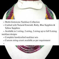 Collier de perles facettées en pierres précieuses naturelles (rubis, émeraudes, saphirs) multicolores pour la fabrication de bijoux, vente en gros, collection arc-en-ciel 2026