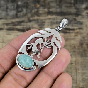 925 argent Sterling Larimar pierres précieuses pendentif bijoux à la main argent Boho Style pendentif bijoux pour femmes cadeau de mariage pour femme - Product Image 2