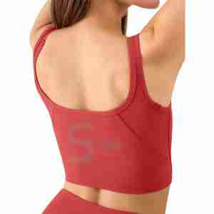 Wholesale Women's Sports <b>Cropped</b> Tank <b>Tops</b> Rib-Knit O-Neck Casual Thin Straps Gym Fitness Breathable Quick-Dry Polyester/Cotton - Product Image 6