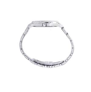 Reloj de pulsera para hombre, de acero inoxidable, movimiento automático de cuarzo, esfera cuadrada, estilo antiguo, moderno, hip hop, completamente plateado - Product Image 5