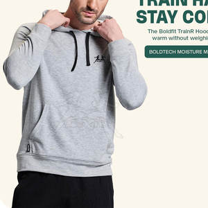 Sudadera con capucha de algodón para hombre con costuras duraderas y sensación acogedora Sudadera con capucha de mezcla de algodón para hombre con dobladillo y puños acanalados - Product Image 2