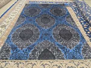 คุณภาพสูงดีไซน์ทันสมัย5x7ขนแกะสีฟ้าถักมือพรมเปอร์เซียพรมผ้าฝ้ายขนสั้นๆซักได้เป็นมิตรกับสัตว์เลี้ยงสำหรับห้องนั่งเล่น - Product Image 5