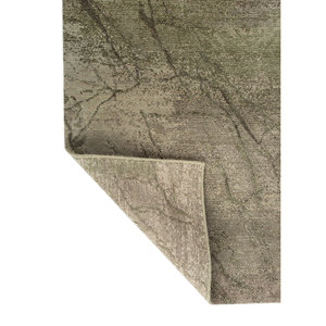 Tapis Urban Pause Kavi Green en laine nouée à la main et soie de bambou, motif abstrait pour usage domestique - Eskm-106 - Product Image 5