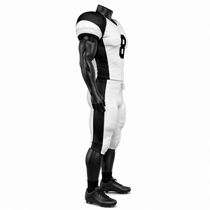 Custom American Football Uniform Set Men's Football Jersey and Pants White Black Team Kit Breathable <b>Compression</b> Sportswear OEM - Product Image 4