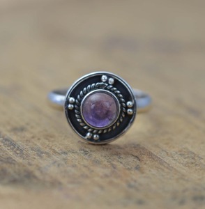 Bague en pierre précieuse d'améthyste Bijoux pour femmes Bijoux en argent style Boho Argent sterling 925 Tendance Bague faite main Cadeau pour elle - Product Image 3