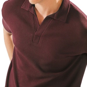 Cuello en V de Primera Calidad 100% Algodón con Tejido Waffle Antiarrugas Estampado para Camisa con Logotipo Personalizado - Product Image 4