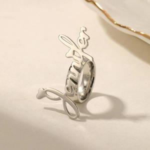 แหวนชื่อที่กำหนดเองด้วยหัวใจเครื่องประดับส่วนบุคคลสำหรับผู้หญิงแหวนเงินสเตอร์ลิงปรับชื่อได้ขายส่งแหวนป้ายชื่อ - Product Image 3