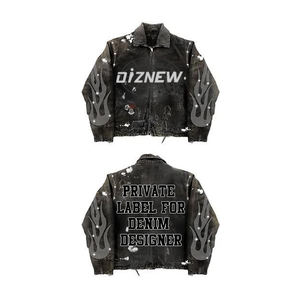 Jaqueta <span class=keywords><strong>Jeans</strong></span> DiZNEW Masculina com Logo Personalizado 2026 Estilosa e Luxuosa Marca Designer Jaqueta de Denim com Zíper Vintage - Product Image 2