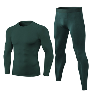 Men's Yoga Set High Quality Breathable Quickdry Spandex/Polyester Fitness Wear Elastic Waistaband Tights With Long SleevesShirt - Product Image 2
