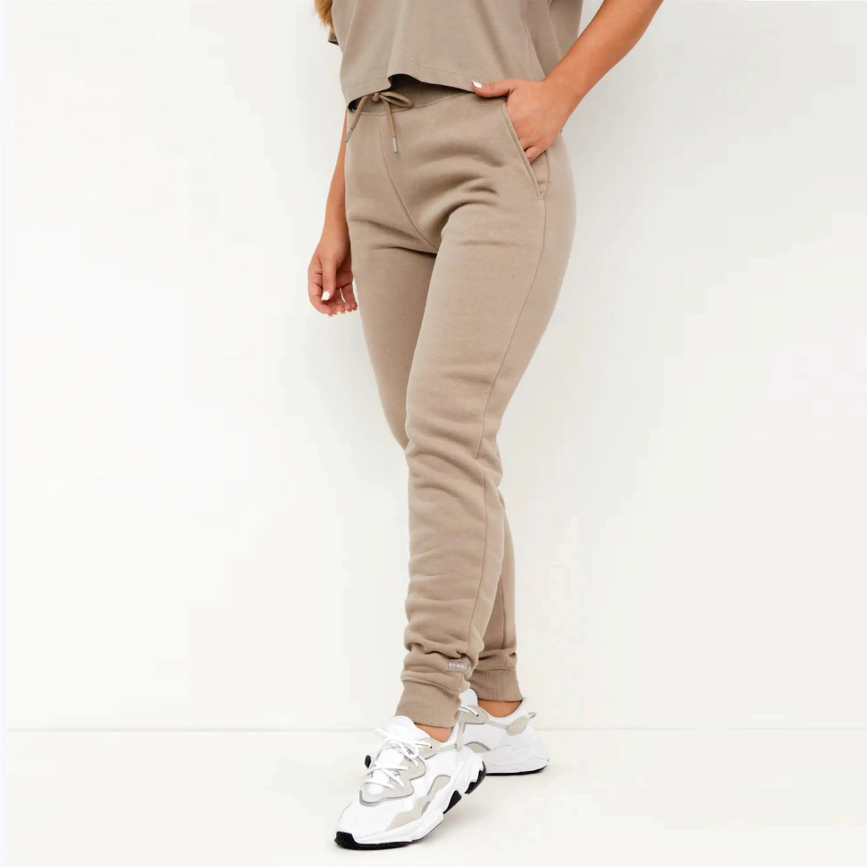 60% Responsibly Sourced Cotton 40% Polyester Basis Oversized Joggers Taupe Women's Tracksuit Bottoms