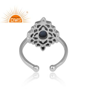 Vente chaude Argent Sterling Oxydé Naturel Bleu Saphir Gemme Bague Réglable Fabricant de Bijoux Personnalisé - Product Image 5