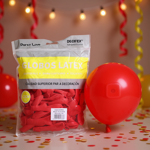 Ballons en latex Decotex 12 cm Rouge intense 100 pièces Sac Décoration de fête - Product Image 3