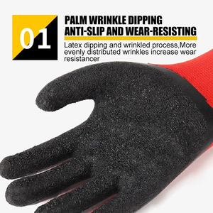 Venta al por mayor Guantes DE TRABAJO Guantes protectores de Palma de goma para la construcción Guantes recubiertos de Palma de goma - Product Image 4