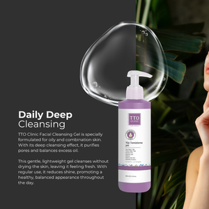 เจลล้างหน้า TTO Clinic 200 มล. ผสมทีทรีออยล์ กรดซาลิไซลิก และกรดไฮยาลูรอนิก สำหรับรักษาสิว ทำความสะอาดรูขุมขนอย่างล้ำลึก - Product Image 3