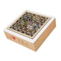 Boîte à thé rectangulaire en bois faite à la main - Personnalisable en gros