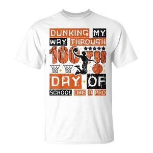 Camiseta para mujer con celebración del 100º día de clases de Basketball Dunking - Product Image 1