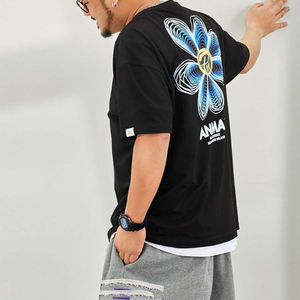 Última venta al por mayor 220g peso pesado hombres algodón camiseta más tamaño liso hombres camisetas para la venta en línea - Product Image 4