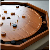 Nouveauté Prisma Designs Jeu de société à crokinole en bois éducatif pour enfants, ensemble de 24 pièces de haute qualité, fait à la main, naturel et foncé