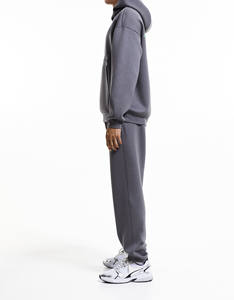 Sweats à capuche en coton uni style urbain personnalisés à épaules tombantes style poche kangourou poids lourd sweats à capuche faits à la mode - Product Image 5