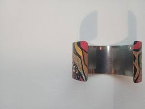 Brazalete ancho de diseñador floral de latón puro 100% hecho a mano, brazalete ajustable, Regalo para mamá - Product Image 5