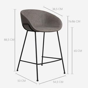 Taburete de Bar Aitor hecho de material de acero de calidad con tela con color gris para muebles de bar - Product Image 6