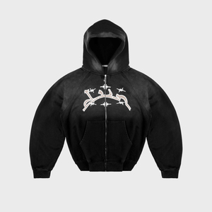 Unisex Zipper Oversized Hoodie Custom Made Sun Fade Design 100% Cotton Heavyweight Fleece-for Winter - Product Image 6