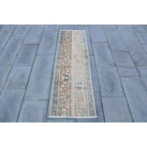 Alfombra Turca de Pasillo 1.6x5.5 pies (50x169 cm), Alfombra Azul Vintage Estilo Suroeste - Product Image 1