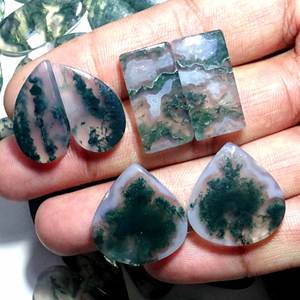 Par de piedras preciosas de ágata de musgo de cuarzo verde Natural de gran calidad disponibles en forma y tamaño mezclados para la fabricación de joyas - Product Image 3